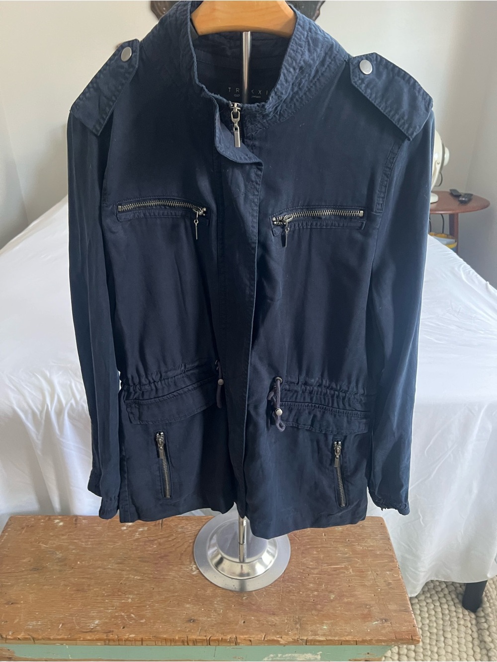 Trixxi 100% Tenvel Women’s Navy Utility Jacket - Classic Lightweight Coat